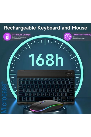 Rgb Tablet Ve Telefonlar İçin Türkçe Bluetooth Klavye Ve Mouse Set - Al7815 Su Yeşili Diğer