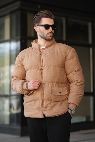 Madmext Camel Düğmeli Dik Yaka Erkek Şişme Mont E7435 Camel
