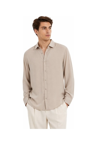 Cazador Erkek Tencel Regular Fit Gömlek Uzun Kol 20610 Bej