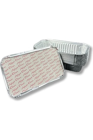 Şeylişeyler - Alüminyum Dikdörtgen Sütlaç Ve Yemek Kabı 500 Gr + Kapaklı Set - 14x11 Cm 727/l 100 Adet