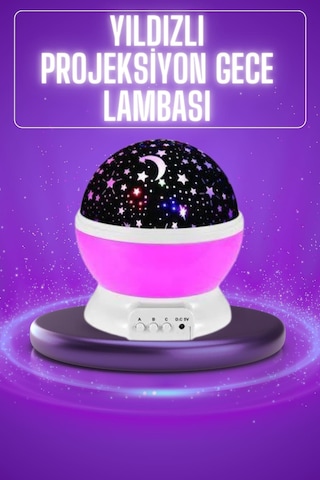 Yıldız Görünümlü Gece Lambası Renkli Masa Lambası Gökyüzü Projeksiyon Çok Renkli