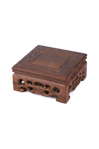 Kangvka Ahşap Retro Dekoratif Taban - Vazo, Çay Potu, Porselen Sürahana İçin Pratik Ev Dekoru 8x8x3.7 Cm