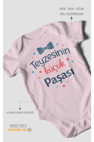 Morivokids Teyzesinin Küçük Paşası Kısa Kollu Bebek Body Bebe Pembe