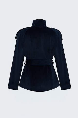 Sateen Kadife Kısa Ceket - Lacivert-138107