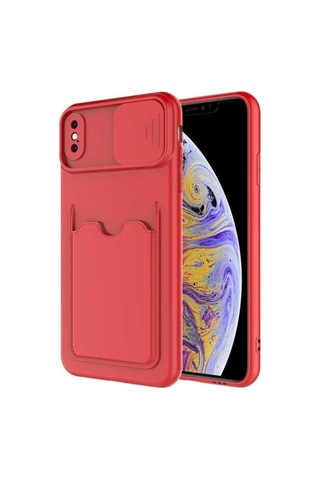 Apple Uyumlu iPhone Xs 5.8 Kılıf Zore Kartix Kapak Kırmızı