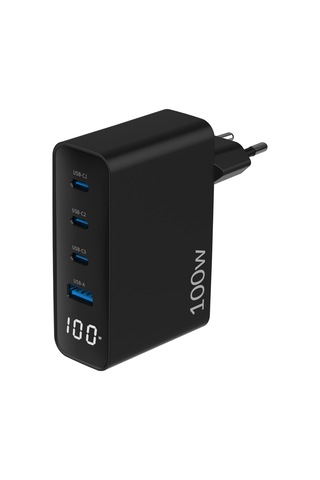 Juo 100W Gan Led Ekranlı 3 Type-C + Usb-A Hızlı Şarj Cihazı iPhone & Macbook & Notebook Şarj Aleti