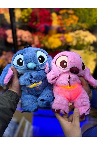 Nefes Alan Stich Uyku Arkadaşı Stitch Peluş Oyuncak Kulakları Oynayan 30cm Işıklı Müzikli Çok Renkli