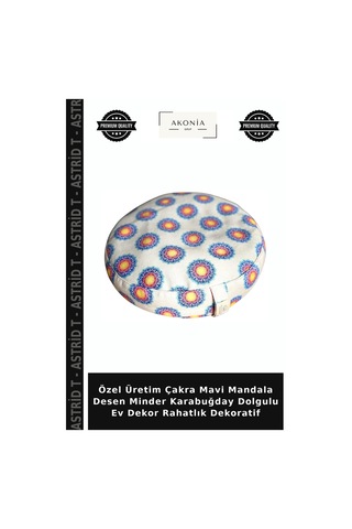 Özel Üretim Çakra Mavi Mandala Desen Minder Karabuğday Dolgulu Ev Dekor Rahatlık Dekoratif
