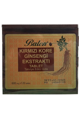 Balen Tahta Kutu Kırmızı Kore Ginseng 600 MG 120 Tablet