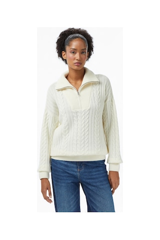 Nautica Kadın Krem Regular Fit Kazak Düz 57s136t Krem