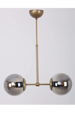 Libya 2'li Eskitme Füme Camlı Avize Çok Renkli