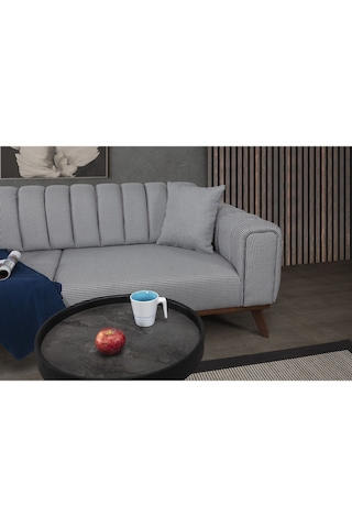 Velar Yataklı Kanepe Keten Gri Kazayağı Gri