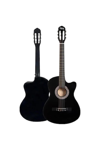Midex CG-395BK Siyah Klasik Gitar 4/4 Sap Ayarlı Kesik Kasa Full Set Çanta Askı Tuner Metod Pena