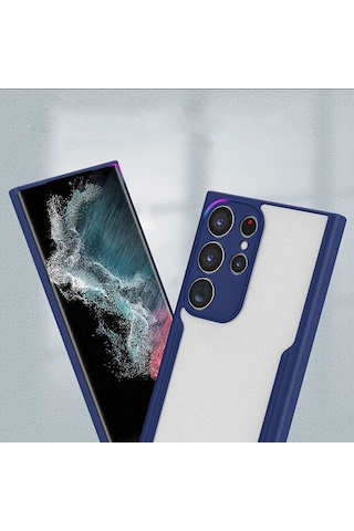 Samsung Galaxy Uyumlu S23 Ultra Kılıf Kamera Korumalı Arkası Mat Platin Silikon Kılıf