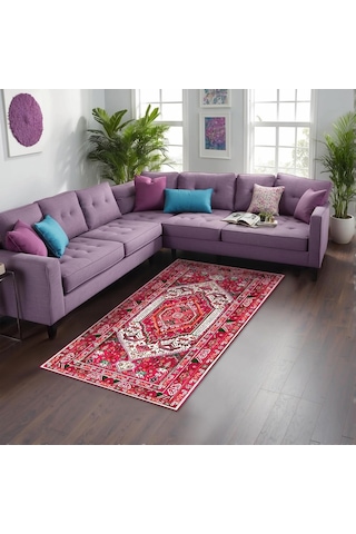 Zaren Kadife Kaymaz Pamuk Tabanlı Yıkanabilir Antibakteriyel Salon Halısı 120x180 Diğer