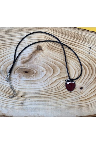 Heart Kalp Kolye Unisex Suni Deri İpli Kolye PYTKKOLYE193 Gümüş