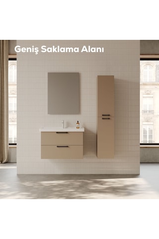 Creavit D20 65 Cm İki Çekmeceli Lavabo Dolabı Dafne Melamin Kapak Demonte Dafne