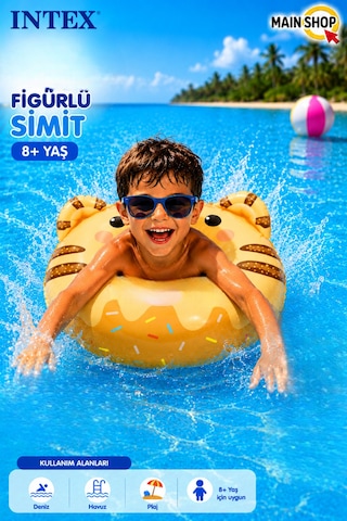 Mainshop Intex Hayvan Figürlü Deniz Simidi - Havuz Simidi Şişme Simit 8+ Yaş M-59266