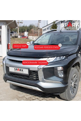 Mitsubishi L200 2019- Yılı Ve Sonrası Uyumlu Kaput Rüzgarlığı 4mm Siyah