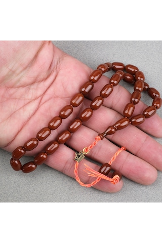 Omari Sıkma Kehribar Kapsül Kesim Oturtma İmameli Sistemli 7x12mm Tesbih 32401453