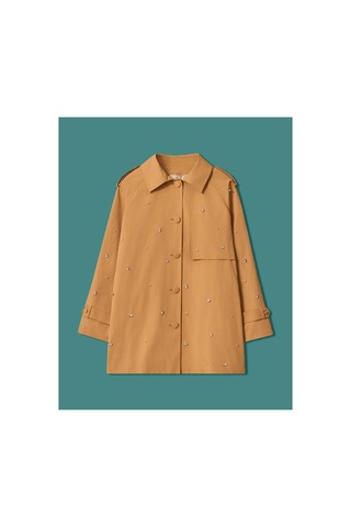 Seçil Taş İşlemeli Apolet Detaylı Trençkot Camel - 930295386 CAMEL