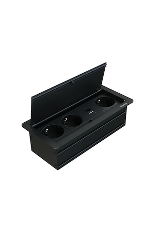 Metalline® Klip-line Bas-Aç Priz Sistemi Usb-A Usb-C - Siyah