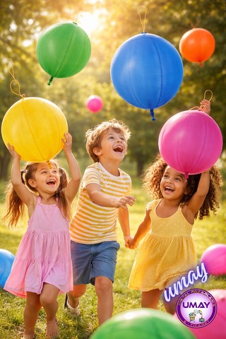 20 Adet Zıpzıp Balon İpli Lastikli Punch Panç Büyük Balon Çok Renkli
