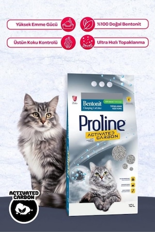 Pro Line Aktif Karbonlu 10 Lt Bentonit Kedi Kumu - 2 Adet