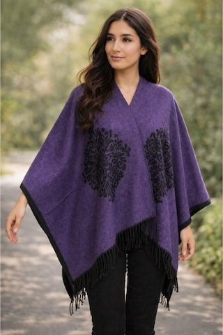 Aldaıyr Kadın Kışlık Çift Taraflı Panço Omuz 140x140 Çok Renkli46