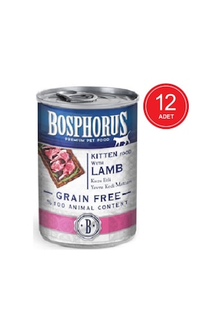 Bosphorus Kuzu Etli Tahılsız Konserve Yavru Kedi Maması 12 x 400 G