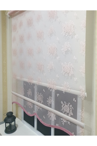 Storburada Çift Mekanizmalı Pembe Tül Perde Ve Ekru Stor Perde Stb2015-v09 Pembe