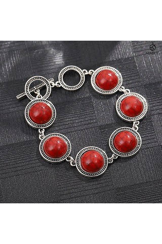 Bohem Etnik Tarzı Turkuaz El Takısı Klasik Açık Lüks Kırmızı Turkuaz Kırmızı