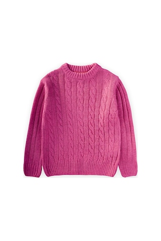 Cigit Saç Örgülü Kazak 1-8 Yaş Erguvan Koyu Pembe