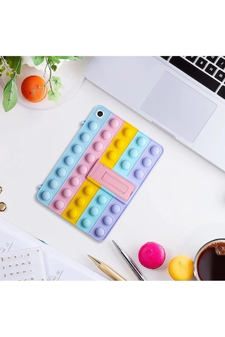 Samsung Galaxy Tab A9 8.7 2023 Sm-x110 Uyumlu Popit Standlı Çocuk Kılıfı Askılı Pop It Push Kılıf