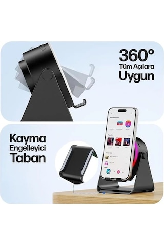 Enkado Ekd-s10 5w İndüksiyonlu Bluetooth Hoparlör Ses Yükselten 2000mah Rgb Işıklı Standlı Speaker - 227186