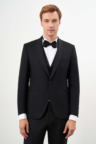 Morven Erkek Siyah Poliviskon Ceromonia Santorini Slim Fit Şal Yaka Damatlık 24mc055002001 Siyah