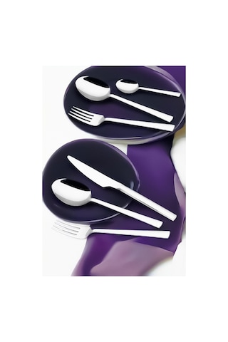 Gökdil Asya Silver 72 Parça 12 Kişilik Sade Çatal & Kaşık & Bıçak Takımı Beyaz
