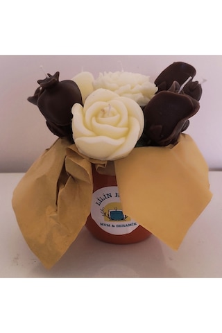 %100 Doğal Soya Wax Dekoratif Saksıda Karışık Mum, Çiçek Mum,saksı,saksı Mum,gül Mum,buket Mum