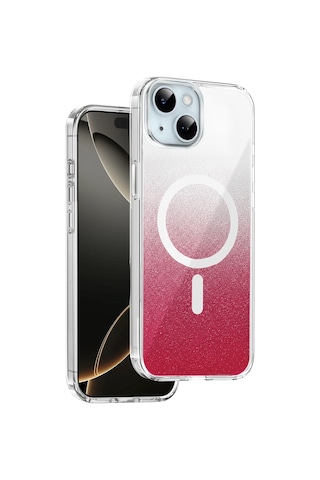 Onegif - 138 - Apple Apple iPhone Uyumlu 15 Sora Simli Magsafe Kapak - Glblseme - - Kırmızı