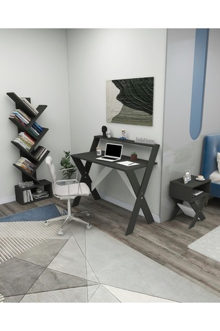 Enda Home X Çalışma Odası Seti Çalışma Masası Kitaplık Komodin Çalışma Masası Kitaplık Seti
