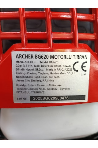 Archer Australıa Bg620 Sırt Tipi 3,1 Hp