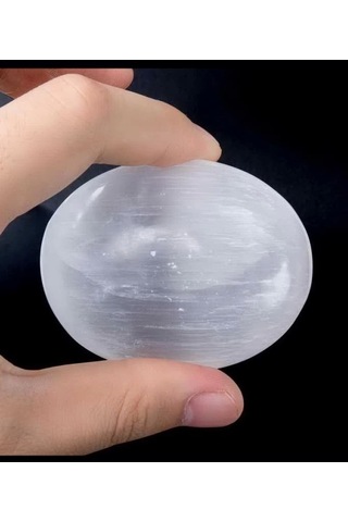 Beyaz Selenit Masaj Terapi Taşı - Oval