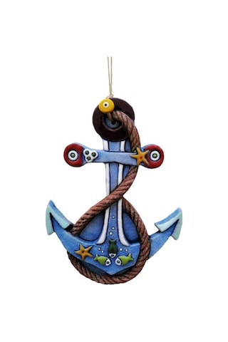 Özel Tasarım Halat Süslemeli Çapa Seramik Dekoratif Duvar Süsü Ev Bahçe Dekorasyon