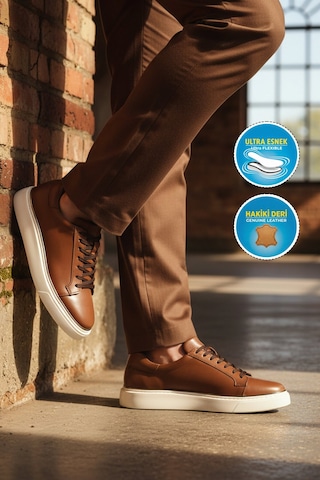 Ayakmod Premium Premium Taba Hakiki Deri Erkek Casual Ayakkabı 2689 M