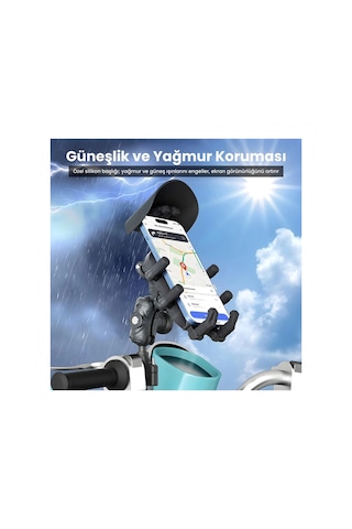 Zenvia Gidon Bağlantılı Güneş Ve Yağmur Korumalı 360 Derece Ayarlanabilir Motosiklet Bisiklet Telefon Tutucu Zn Diğer