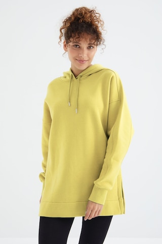 Tommy Life Limon Reglan Kol Basic Kapüşonlu Oversize Sweatshirt Tunik - 97242 Limon Sarısı