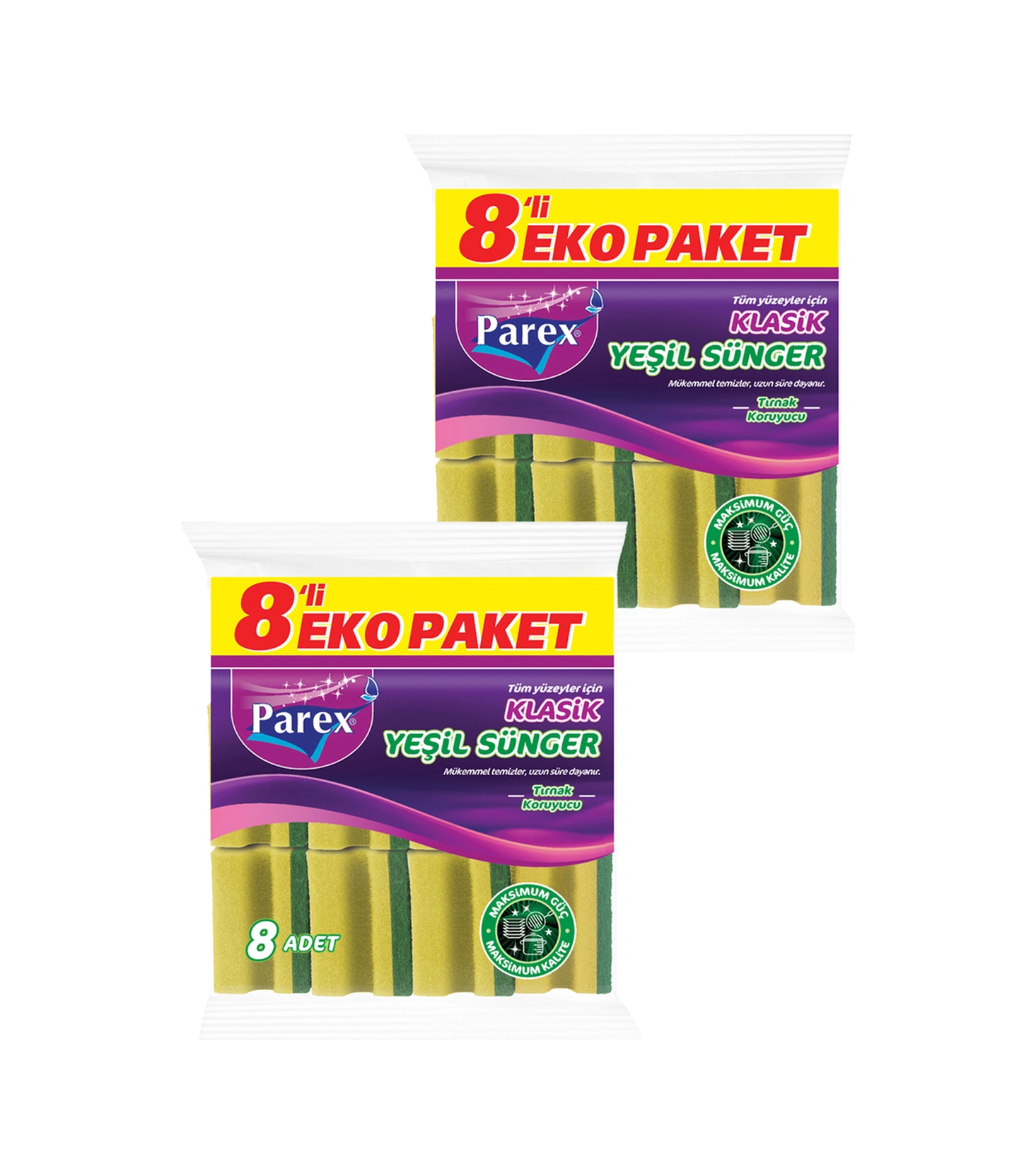 Klasik Oluklu 8'li Yeşil Sünger İkili Paket