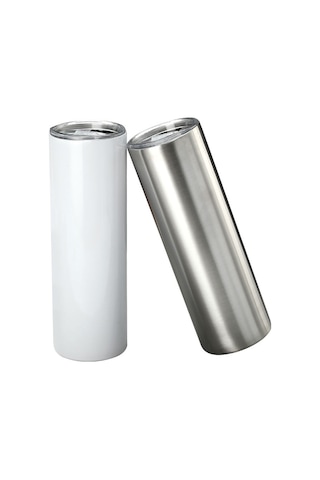 20oz Çift Katmanlı 304 Paslanmaz Çelik Araba Düz Termos Bardak Beyaz