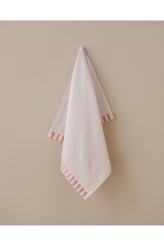 English Home Stripe Edge Pamuk Yüz Havlusu 50x80 Cm Pudra Pudra
