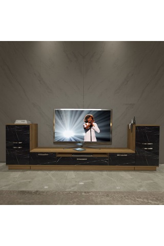 Decoraktiv Trendstyle On2 Mdf Tv Ünitesi Tv Sehpası Pera - Siyah Mermer